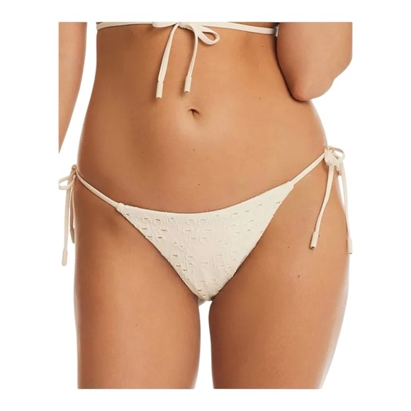 Red Carter Side-Tie Eyelet Bikini Bottoms in Moonstone Eyelet NWT - Picture 1 of 5